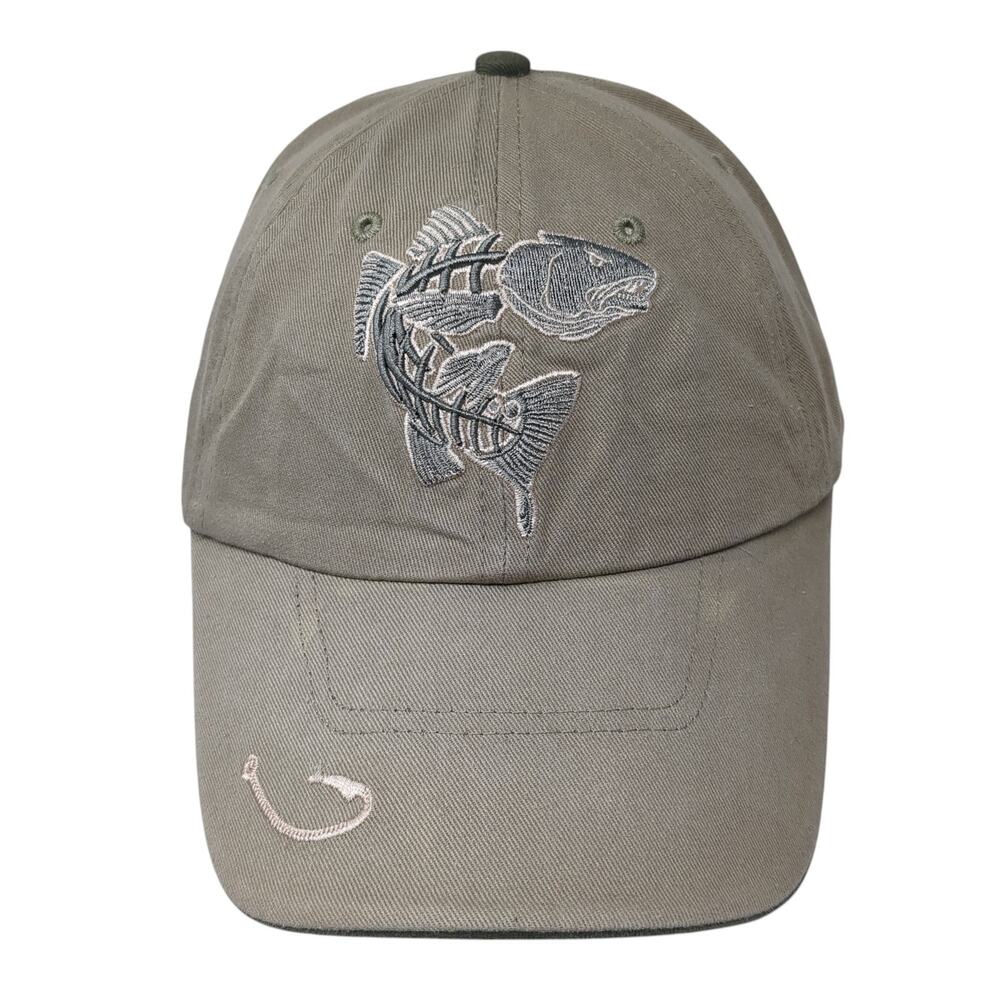 Get Reel Get Fish Baseball Cap Green One Size Adjustable Embroidered 6 Panel